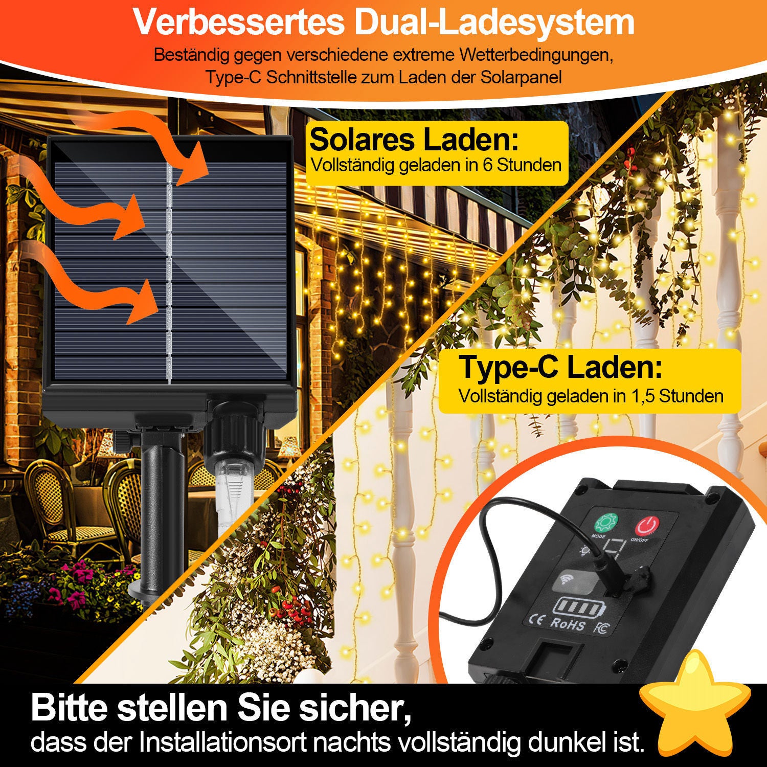 Ghirlanda luminosa a LED solare 800 LED 80 m IP44 8 modalità Matrimonio Esterno Interno Giardino Illuminazione interna natalizie Bianco caldo - 3