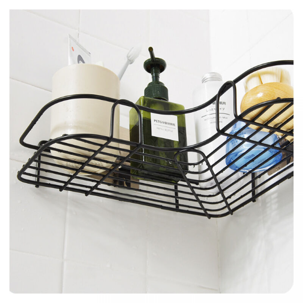 Étagère de Douche Angle Sans Perçage, Porte Savon en Inox, Accessoires Autocollants pour Salle de Bain et Cuisine (Noir) - 3