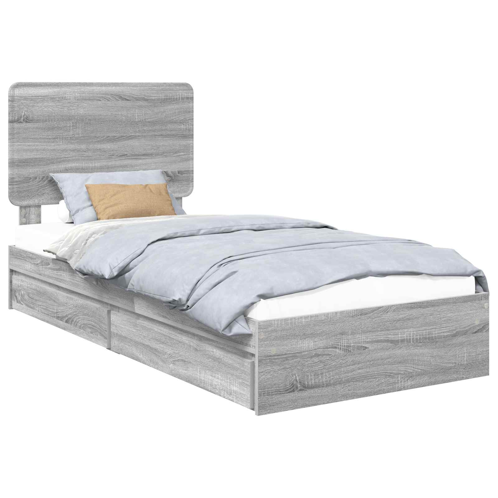 Lit de rangement Gris 90 x 200 cm Panneau de bois - 2