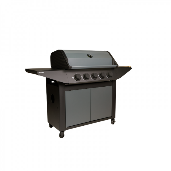 Barbecue à gaz BURN 80 PREMIUM 14 kW pour 12 personnes avec 5 brûleurs, grille et plancha Cook in Garden