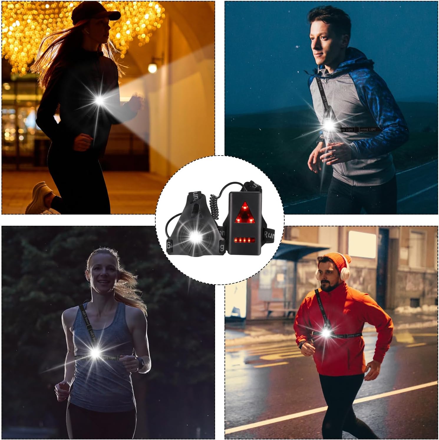 Lampe de Poitrine Rechargeable 3 Modes - Éclairage LED Réglable pour Running, Jogging, Randonnée et Sports Extérieurs - 7