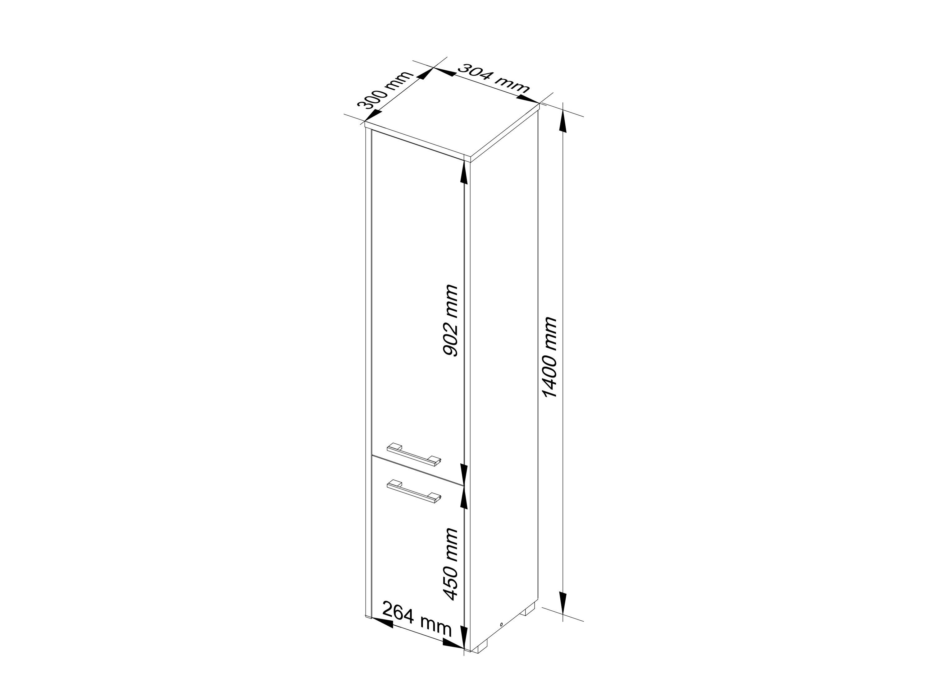 Wolnostojąca szafka łazienkowa: 2 drzwi, 5 półek, biała, szer.: 30 cm, wys.: 140 cm, gł.: 30 cm. - 3