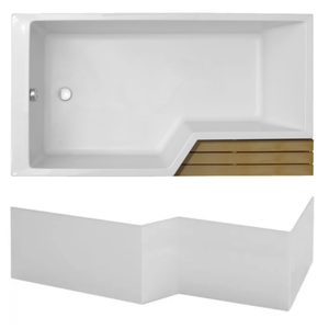 Pack baignoire bain douche antidérapante 150 x 80 JACOB DELAFON Neo blanc mat version gauche + tablier