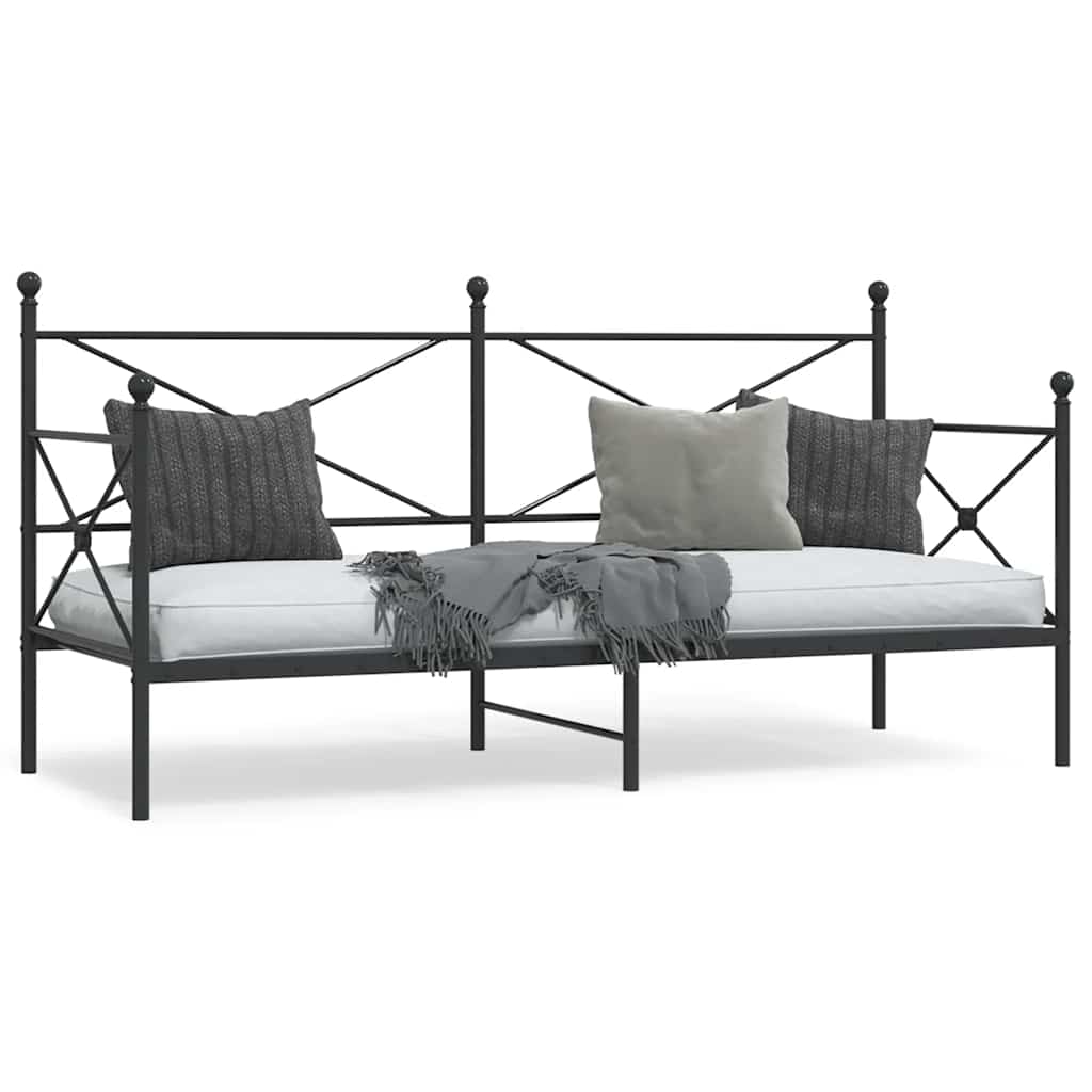 Łóżko dzienne bez materaca czarne 80x200 cm stalowe vidaXL