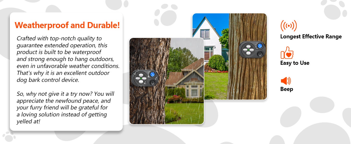 Repelente ultrasónico automático para perros, resistente al agua (IP65),3 niveles de alcance, recargable por USB, para uso en interiores y exteriores. - 8
