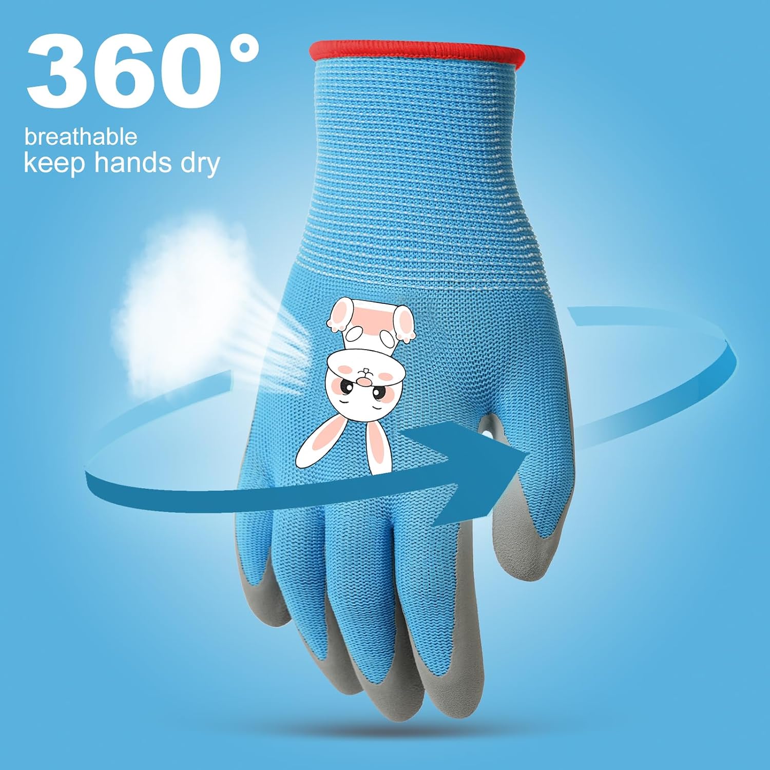 3 paires de gants de jardinage de sécurité pour enfants de 8 à 11 ans, paume en caoutchouc imperméable et résistante aux taches pour protéger les main - 4