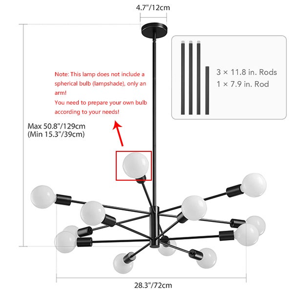 12-punktowy chromowany, nowoczesny żyrandol do sypialni i jadalni – energooszczędna, dekoracyjna lampka nocna (żarówki nie są dołączone) - 2