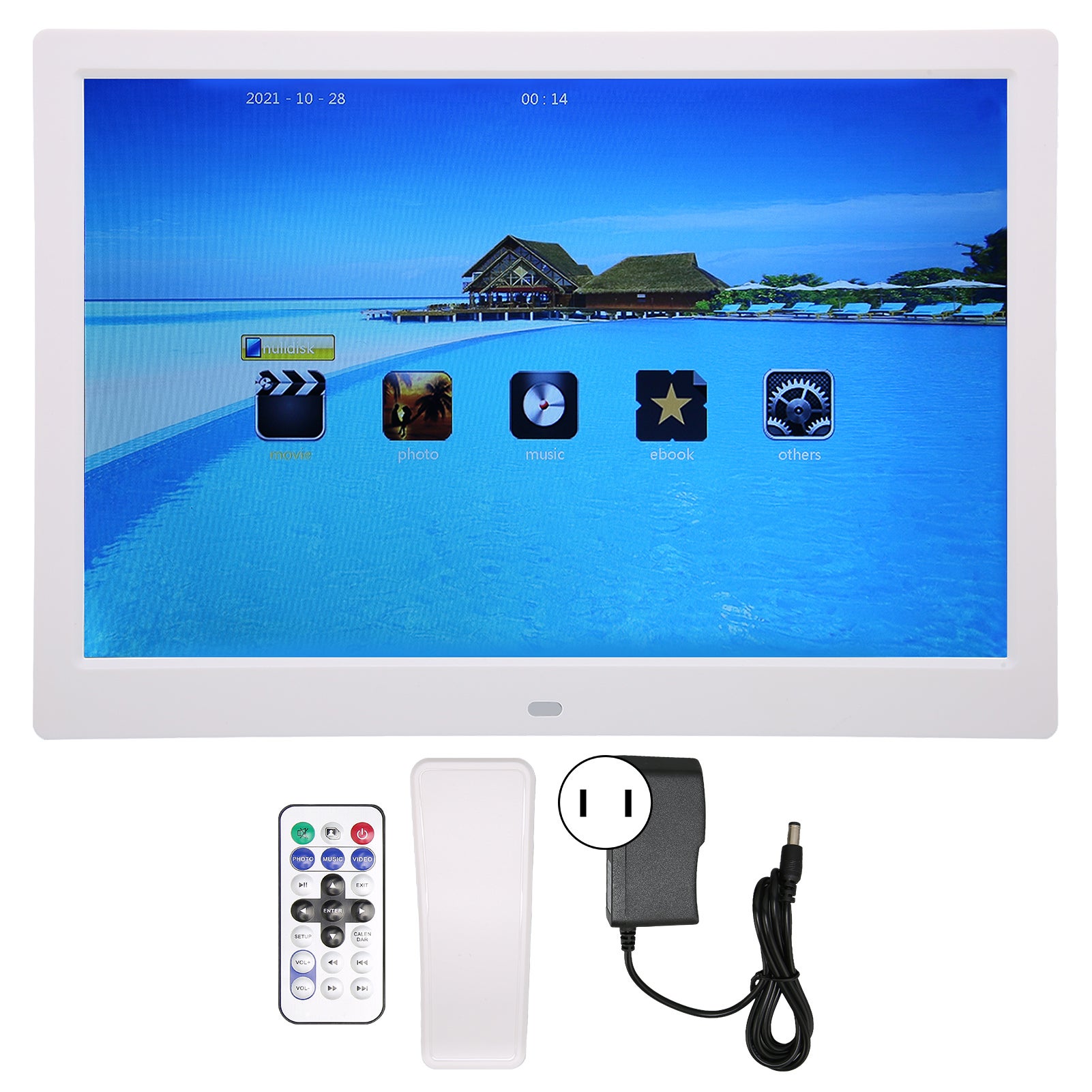 Cadre Photo Numérique 13" Full HD 1280×800 – Télécommande, Détection Mouvement, USB/SD 32Go