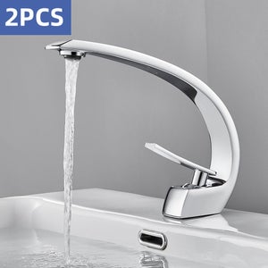 Auralum max 2PCS Design Robinet de Lavabo Cascade Mitigeur en Laiton Chromé pour Salle de Bain - EU Modèle