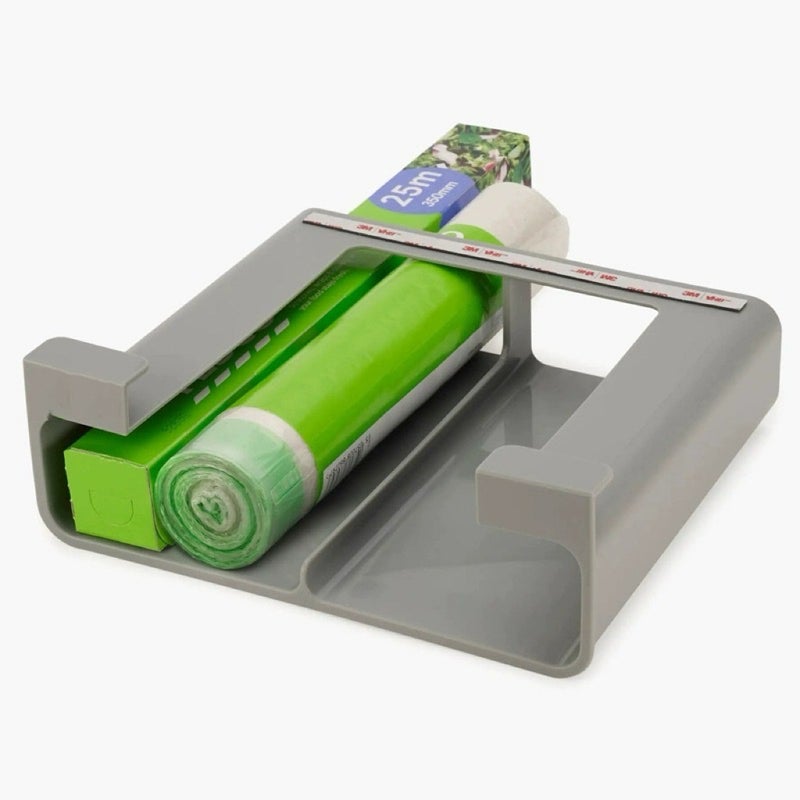 Pojemnik do przechowywania folii spożywczej, organizer na arkusze i torby pod półkę, oszczędność miejsca bez perforacji - Szary