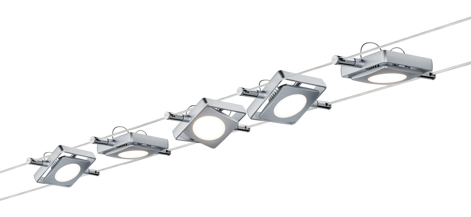 Système sur câbles LED MacLED Kit de base 5x200lm 5x4,3W 2700K 230/12V Chrome mat - 2
