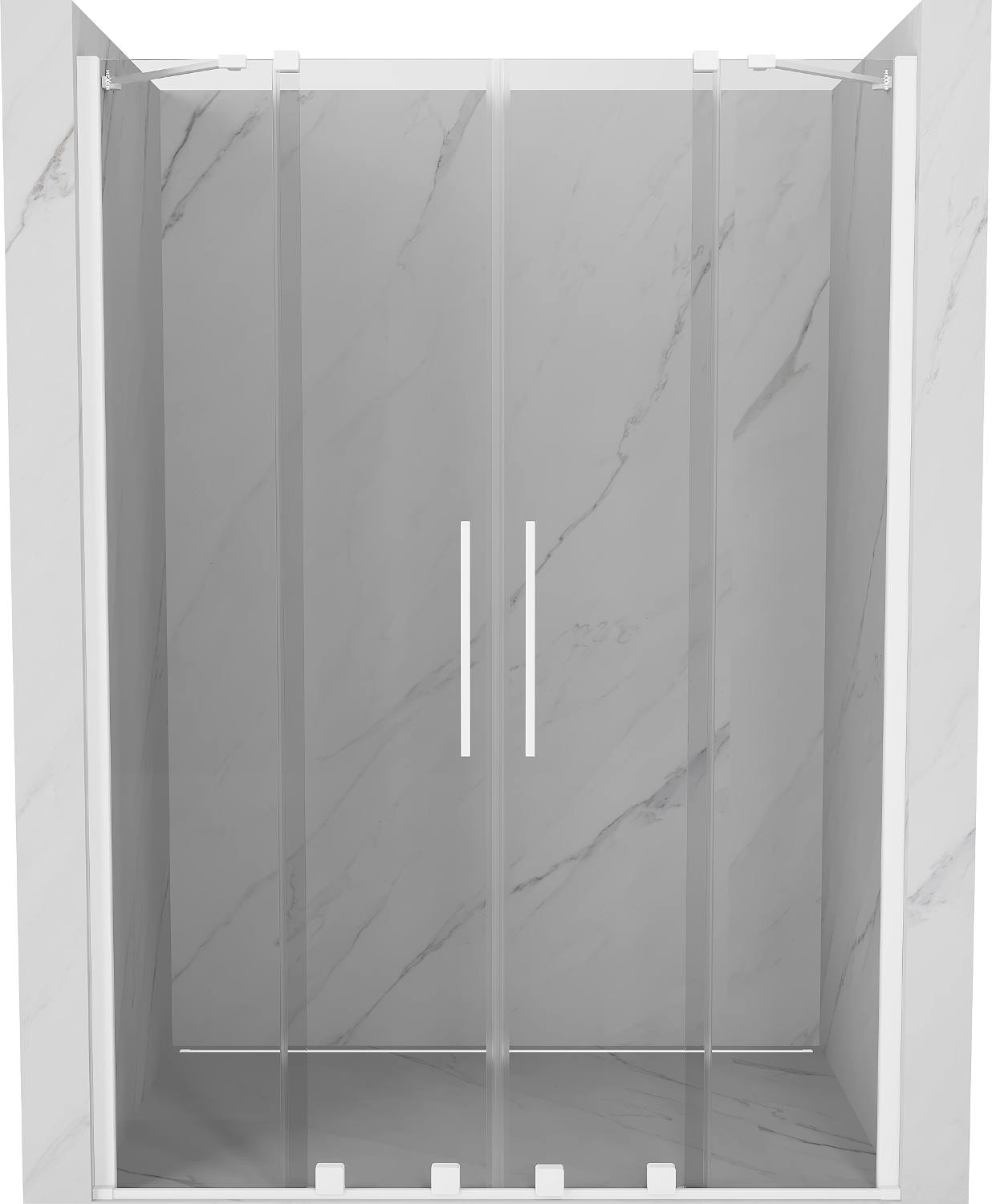 Mexen Velar Duo drzwi prysznicowe rozsuwane 140 cm, transparent, białe - 871-140-000-02-20