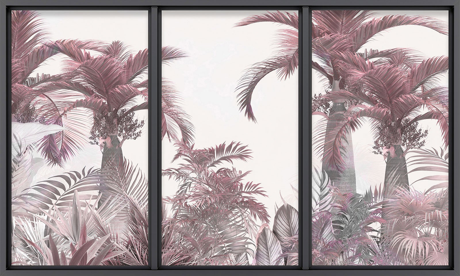 Papier peint panoramique Trompe l'oeil baie vitrée - Forêt tropicale - Largeur 325 cm x Hauteur 195 cm - 2