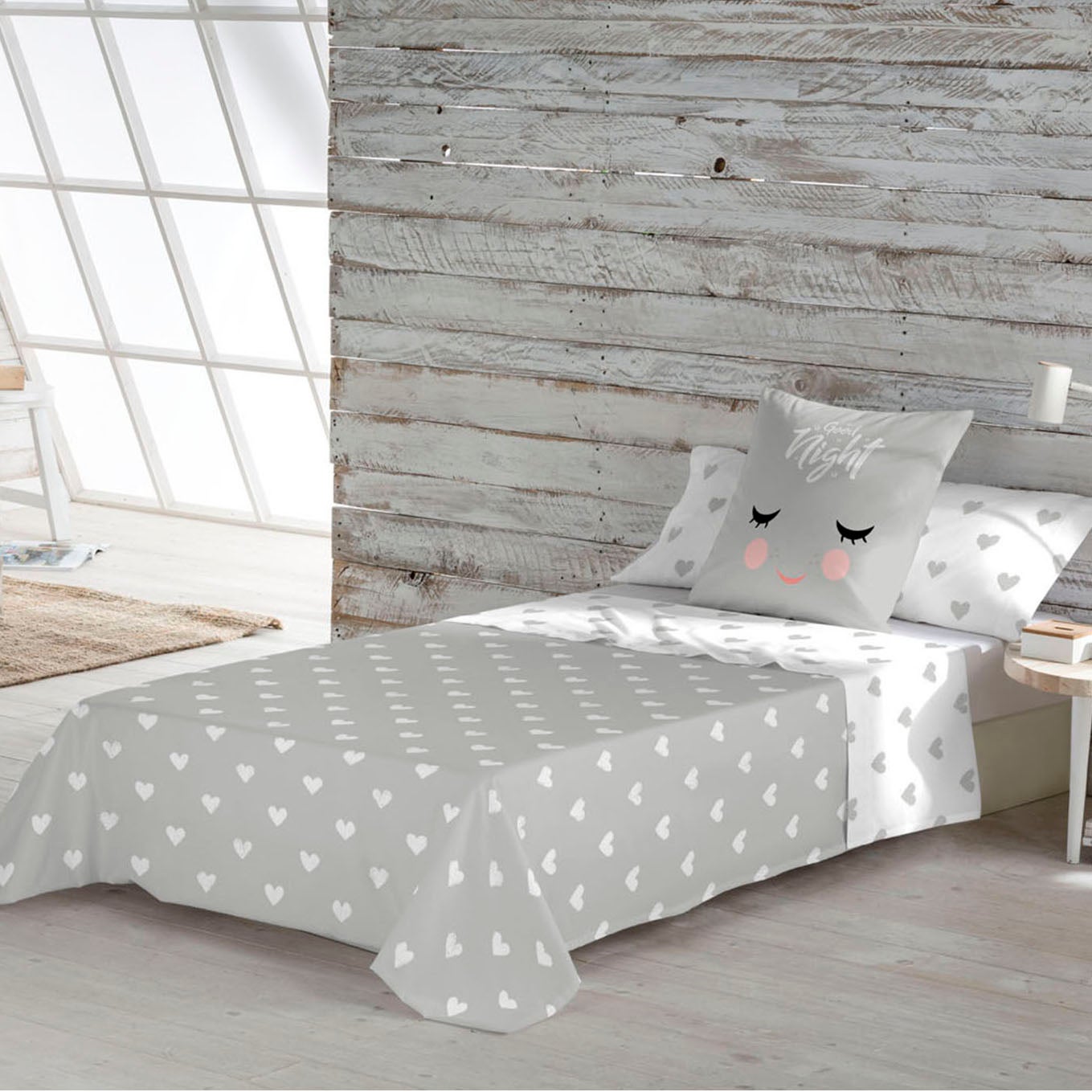 JUEGO DE SÁBANAS 100% ALGODÓN CORAZONES CAMA 90 Leroy Merlin