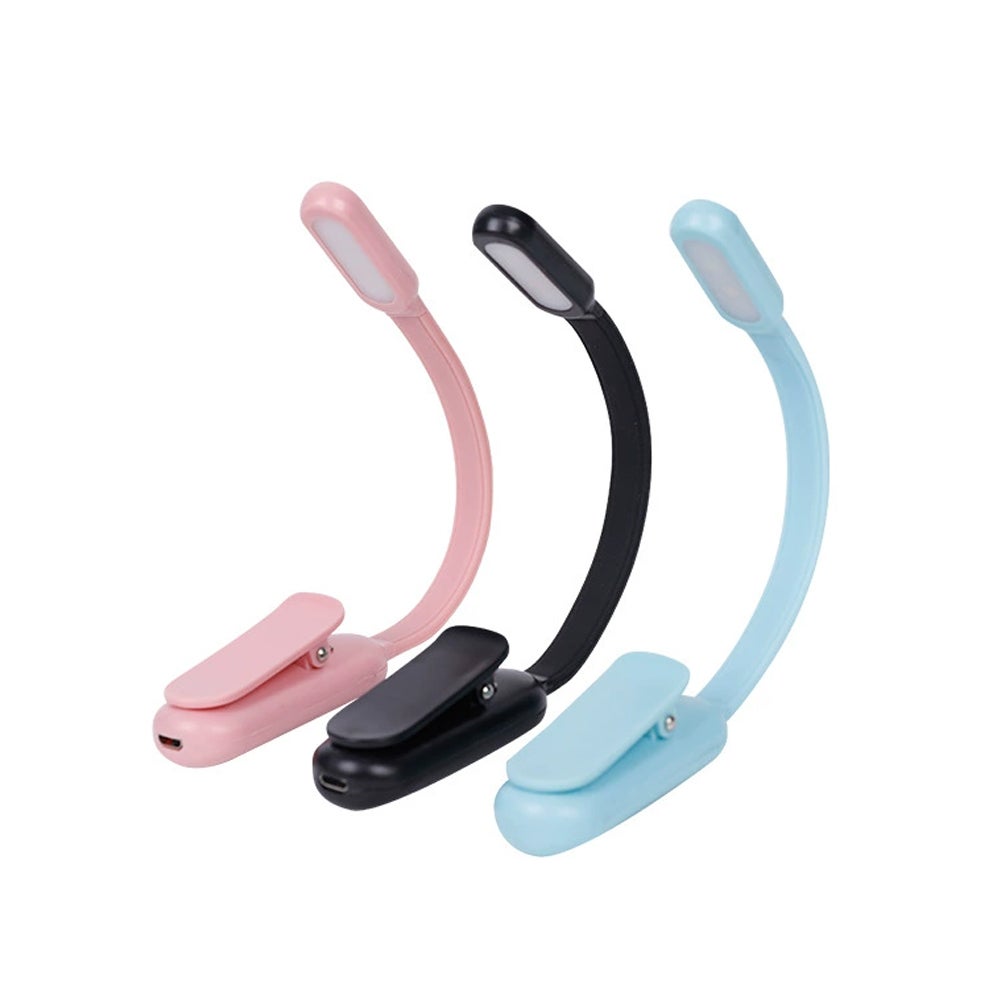 Zestaw 3 mini lampek LED do czytania, elastyczna lampka nocna ładowana przez USB, składana lampka chroniąca oczy