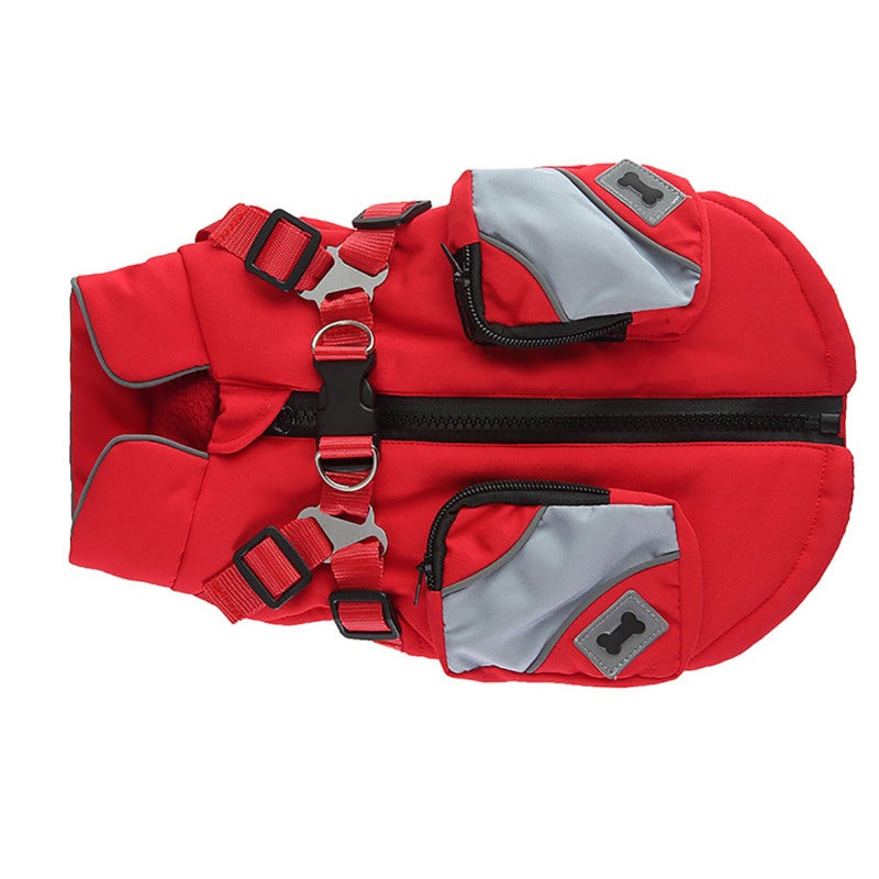 Colete para animais de estimação/roupa para cachorro, jaqueta com zíper, roupa de inverno (vermelho, tamanho GG) - 4