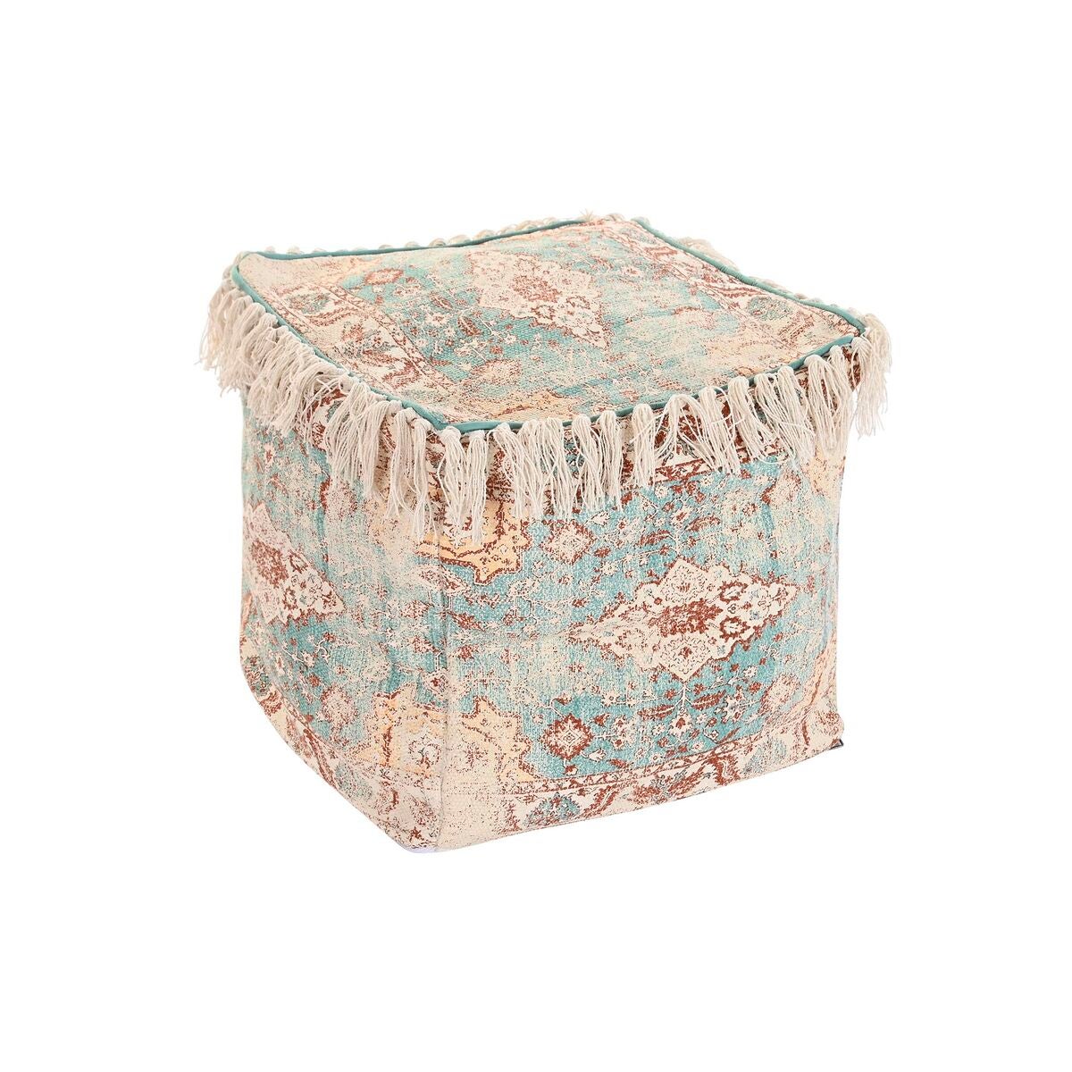 Cojín dkd home decor de suelo poliéster algodón árabe flecos (40 x 40 x 40 cm)