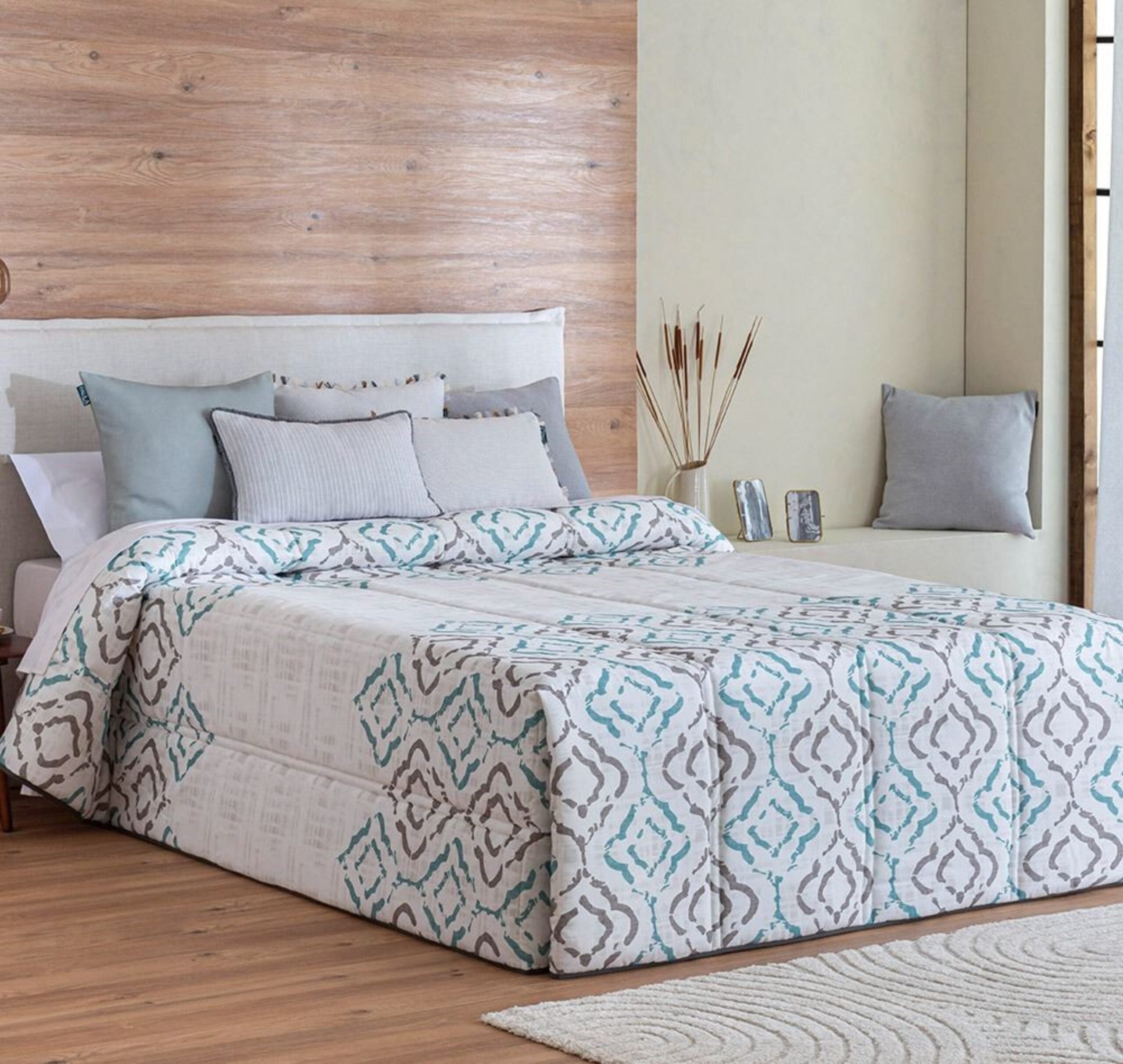 Edredón Comforter Lleida Relleno 200 gr Turquesa para Cama de 90 cm ...