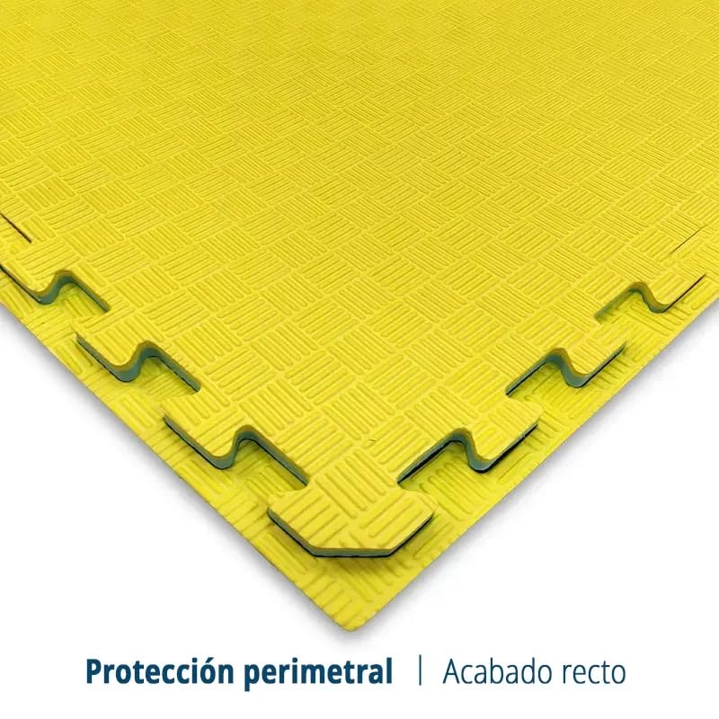 Artatami® Tatami Puzzle 1x1x20 mm Verde - Amarelo Pacote Econômico [24 Unidades] Artes Marciais. Caratê, Judô e Taekwondo, Espuma EVA. Antiderrapante. - 9