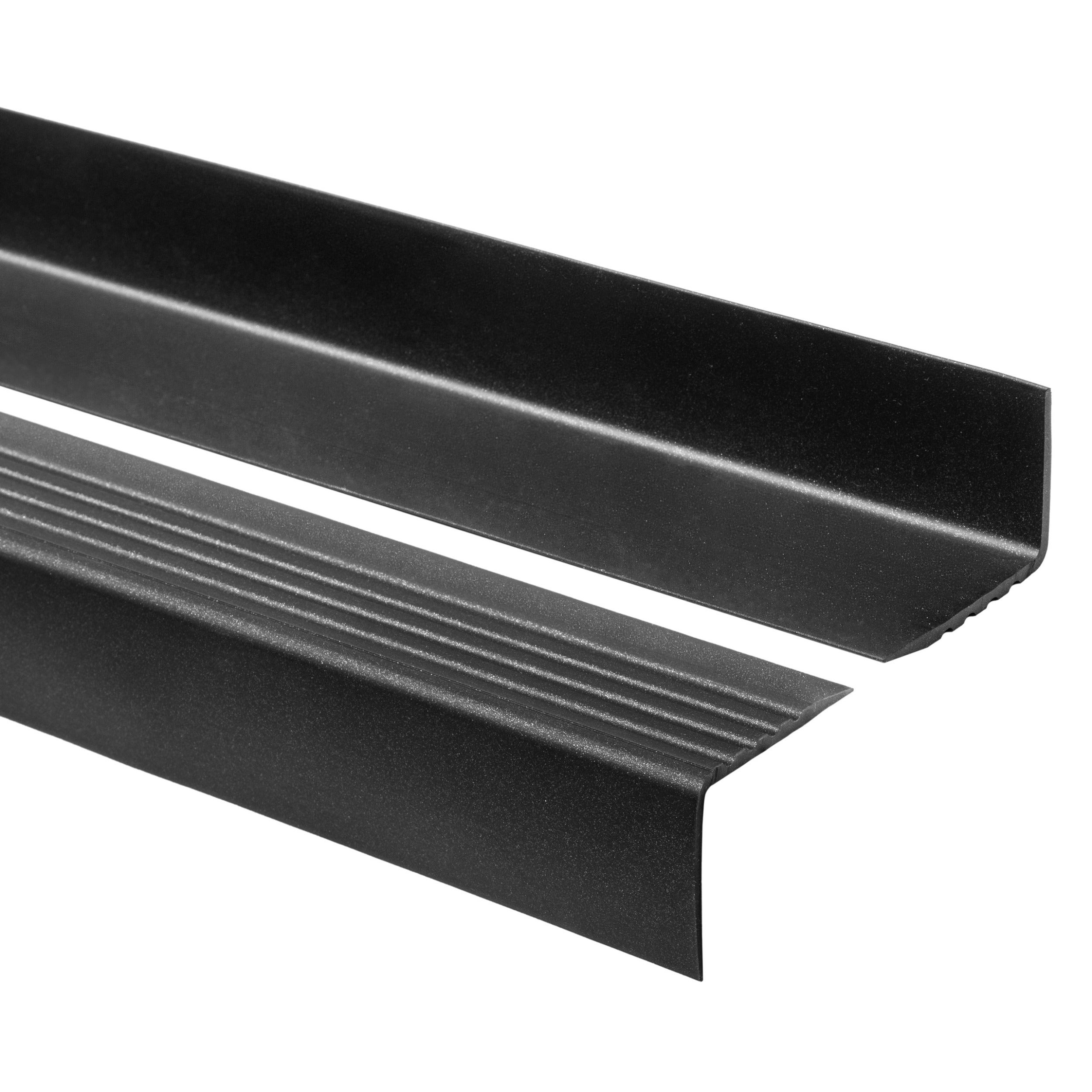 Profil schodowy 50x42 mm PVC na krawędzie stopni antypoślizgowy - 150 cm, czarnysrebrny
