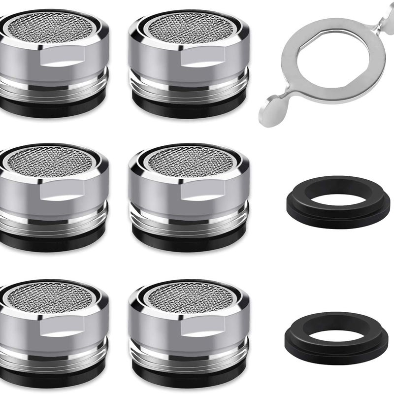 Aerator do kranu M24, 6 sztuk, z filtrem ze stali nierdzewnej i ABS, 6 podkładkami i 1 chromowanym kluczem do aeratora, do łazienki i kuchni