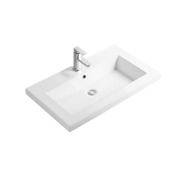 Vasque à encastrer rectangulaire - 80 x 46 cm - Blanc brillant - LIVO