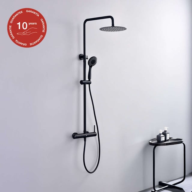 Colonna doccia con rubinetto meccanico SKY BATH nero opaco Inox S304 serie ROCK