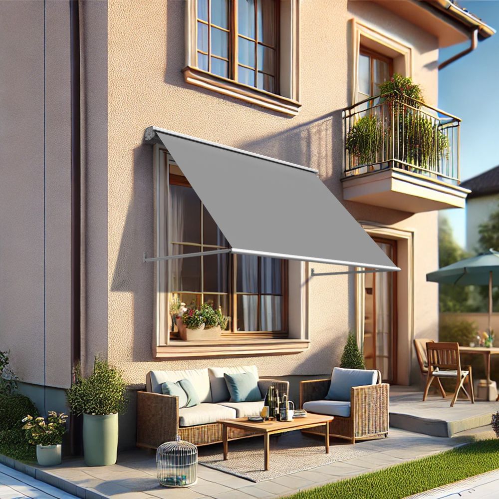 Venise - toldo de ventana (gris claro - blanco - 2.00m x 0.80m)
