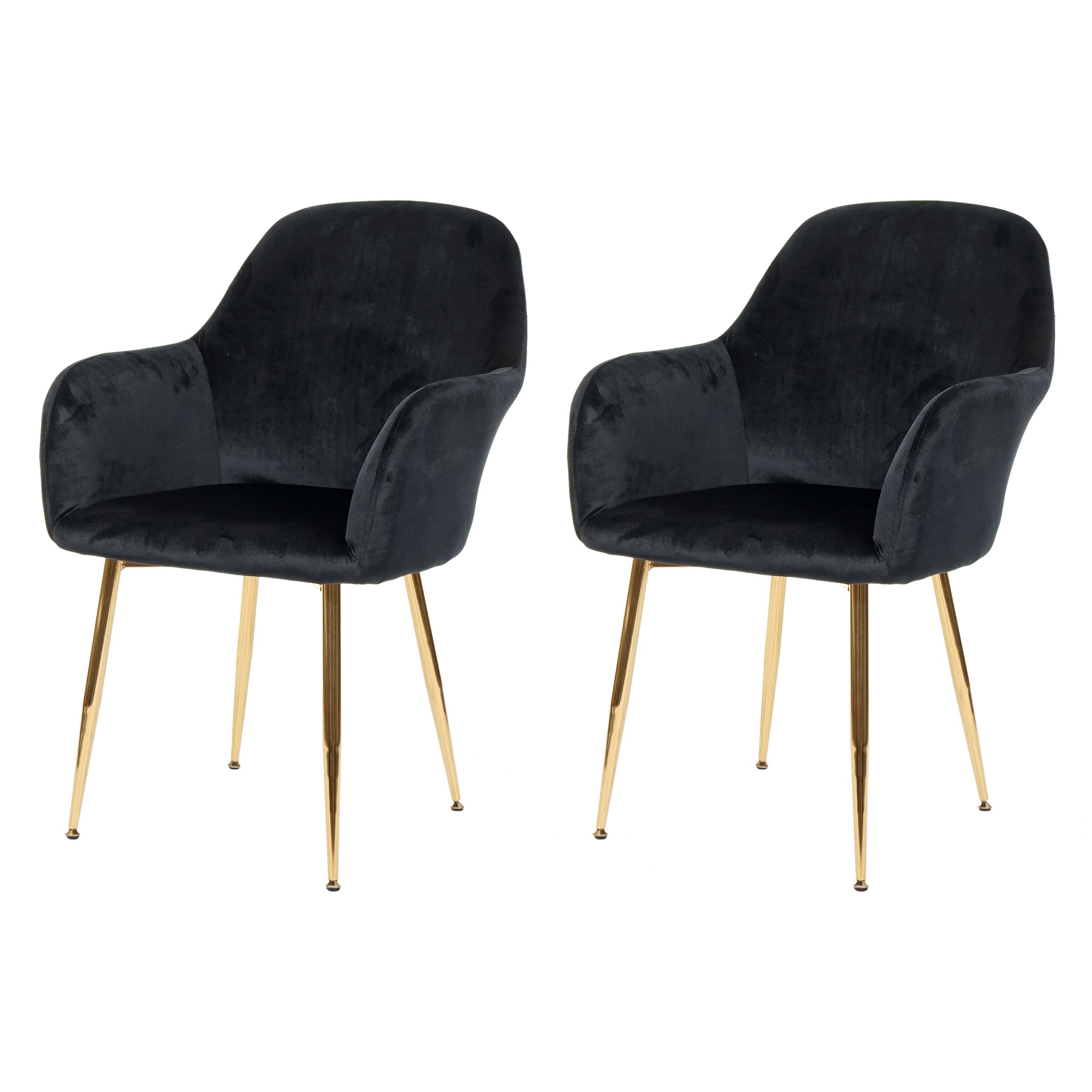 Zestaw 2 krzeseł do jadalni HWC-F18, krzesło kuchenne, design retro ~ aksamitna czerń, złote nogi