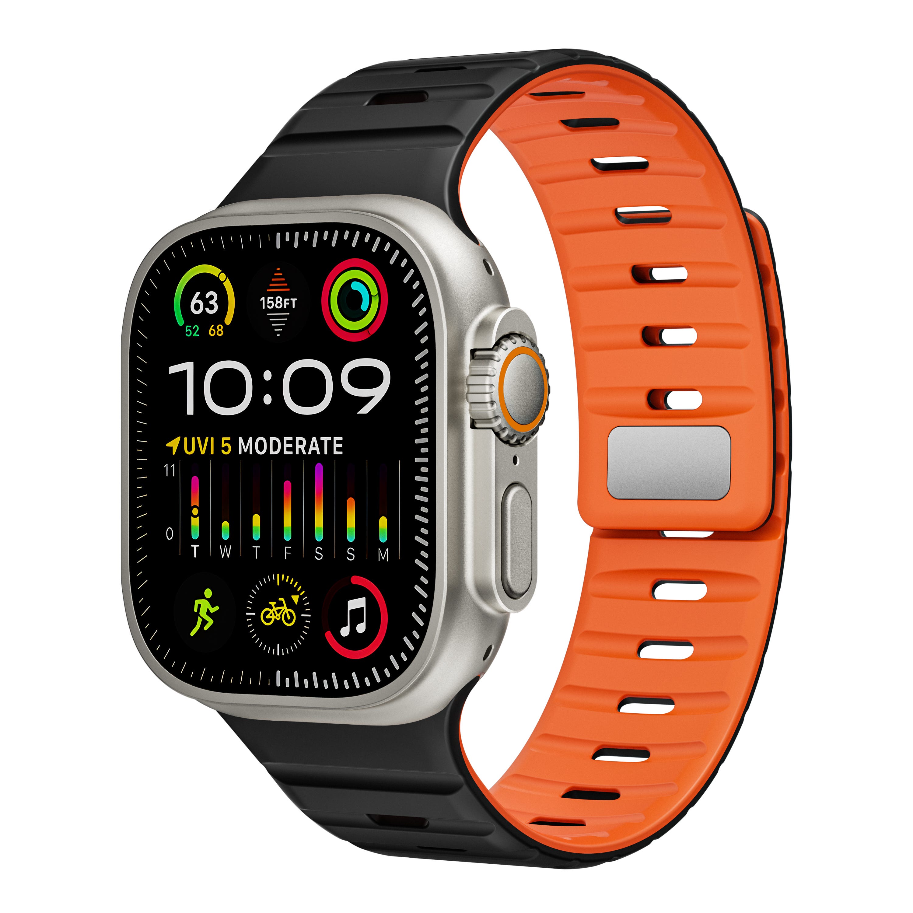 Cinturino magnetico in silicone per Apple Watch Nero/Arancione