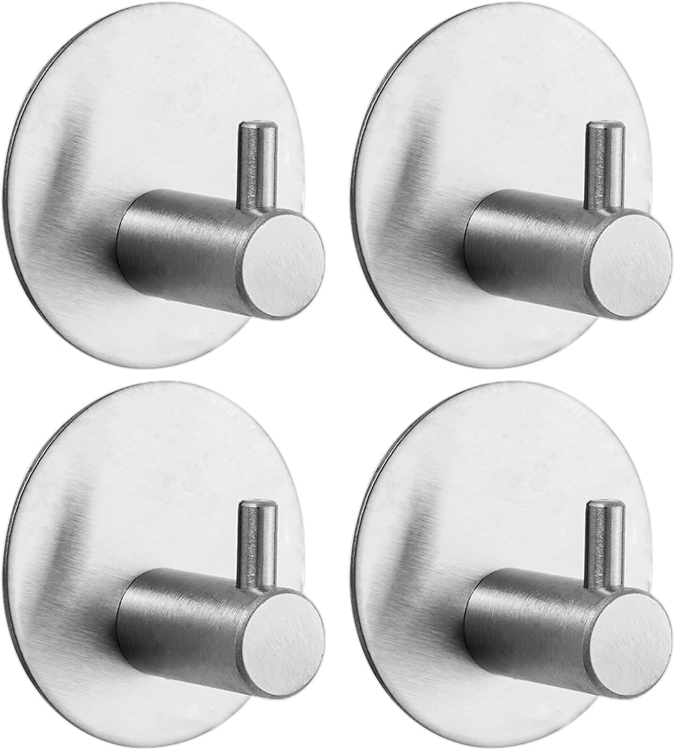 Zestaw 4 okrągłych samoprzylepnych haczyków ściennych ze stali nierdzewnej 304 do ręczników, łazienki i kuchni (srebrny)
