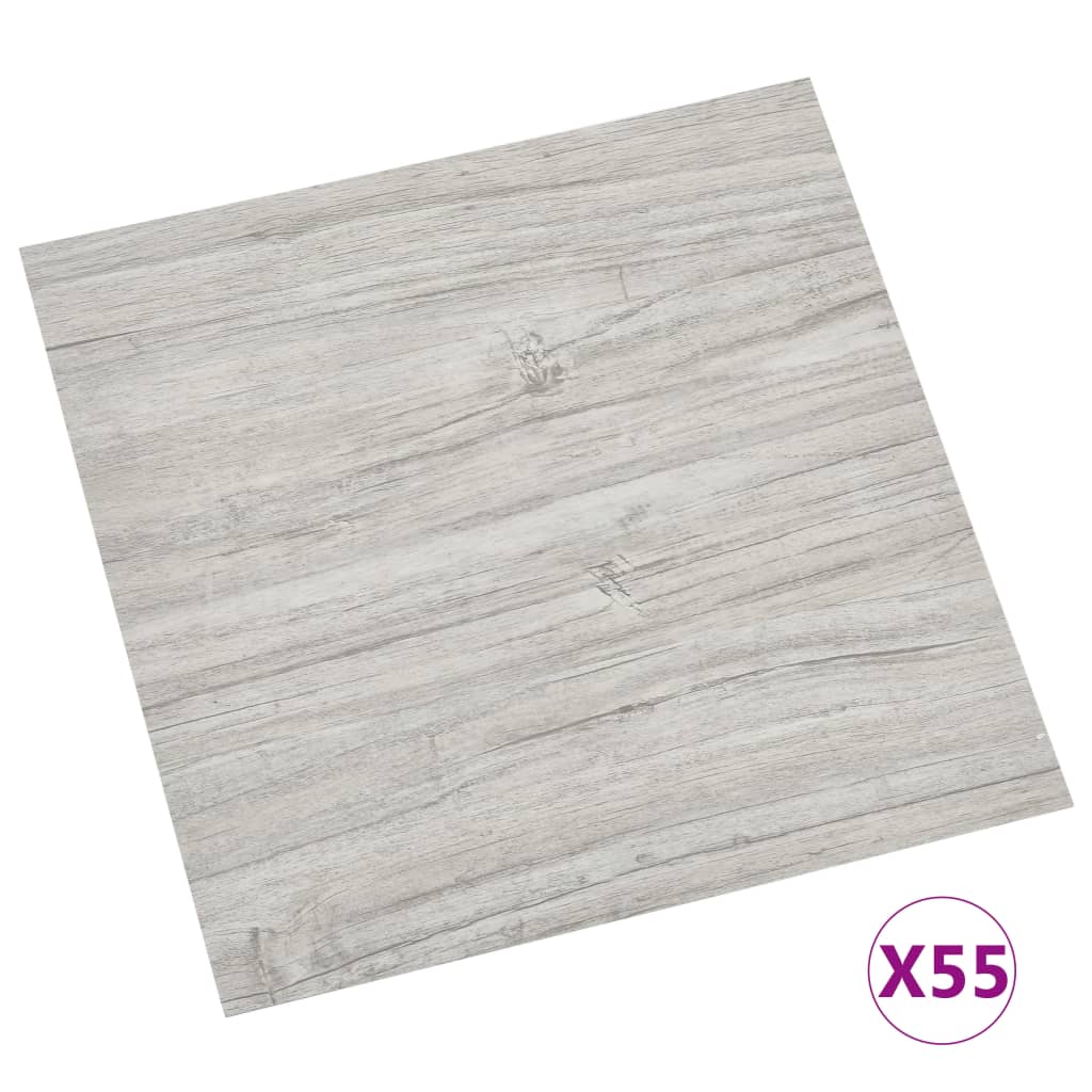 55 piezas lamas para suelo autoadhesivas | tarimas de suelo | tarimas autoadhesivas pvc 5,11 m² gris claro cfw28454