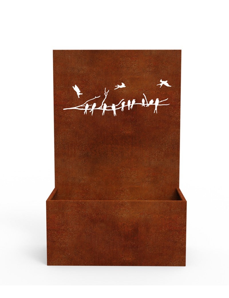 Jardinière avec panneau métal Acier Corten Premium H.180 cm motifs Oiseaux - madecoupesurmesure - 3