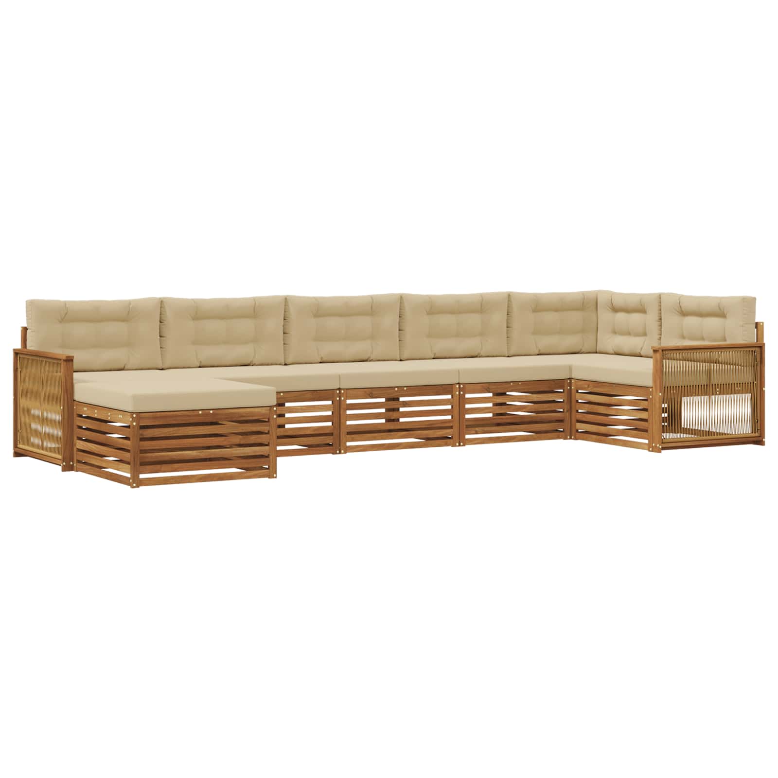 Ensemble de canapés d'extérieur, 7 pièces, naturel et beige, pour la terrasse - 2