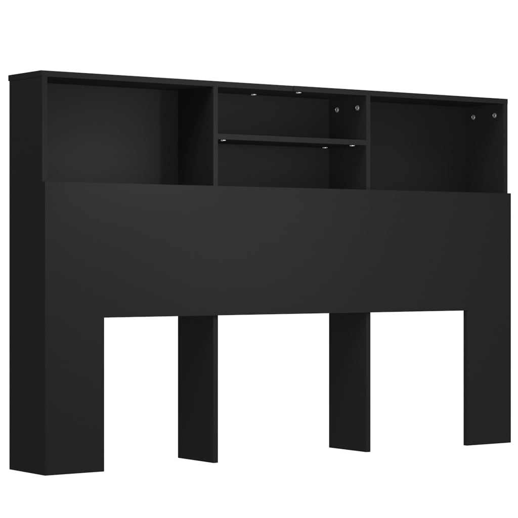 vidaXL Armoire de tête de lit Noir 160x19x103,5 cm - 2