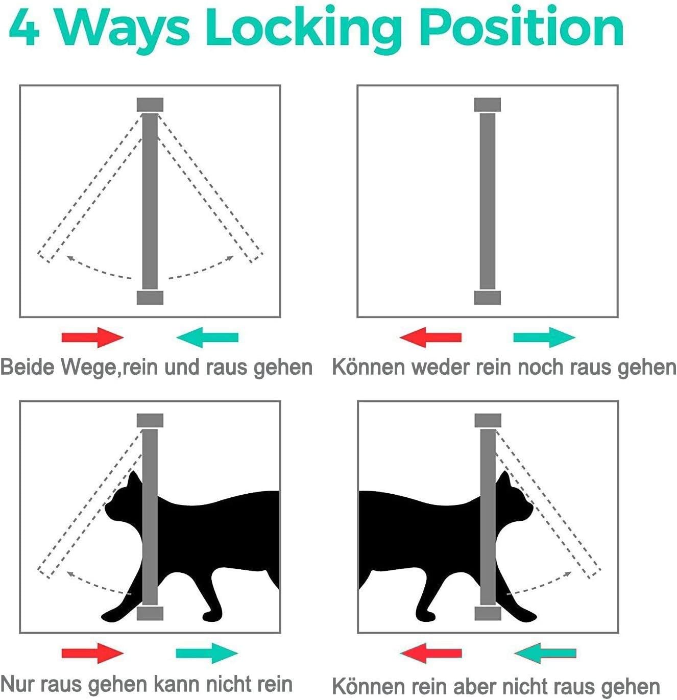 Passagem para animais com fechamento magnético, 4 posições, gato e cachorro pequeno, 23,5x25x5,2cm (L, marrom) - 3