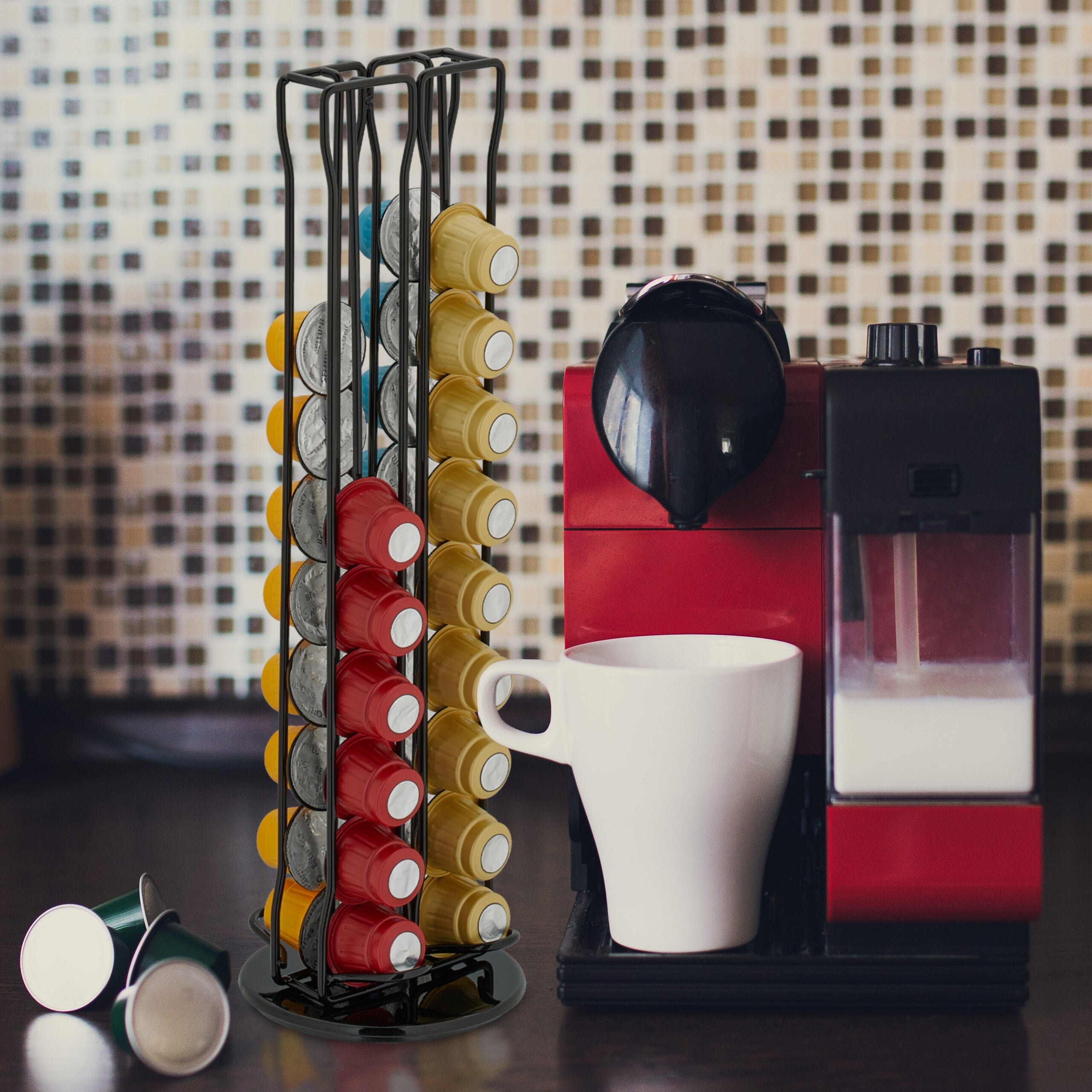 Accessorio Caffè MeelioCafe Portacapsule Nespresso Rotante MeelioCafe - 40 Cialde, Design Moderno Nero Accessori Cucina - 2