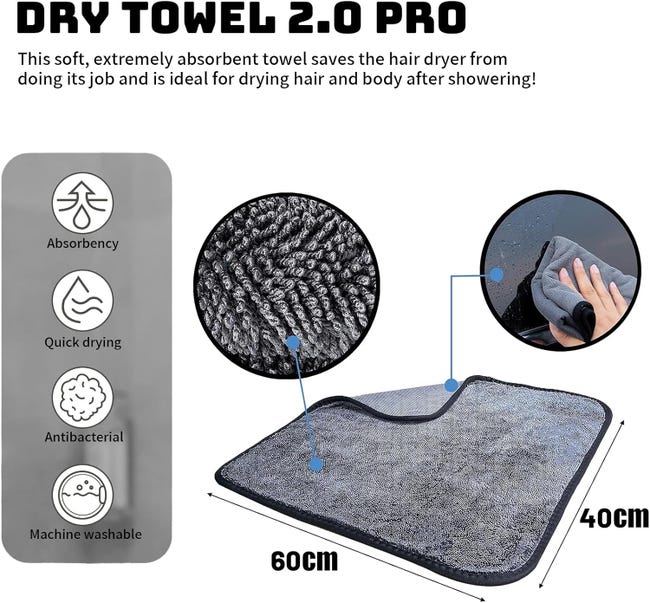 Lot de 2 Chiffons Microfibre Voiture Ultra-Absorbants 500 GSM - Idéal Lot de 2 Chiffons Microfibre Voiture Ultra-Absorbants 500 GSM - Idéal
