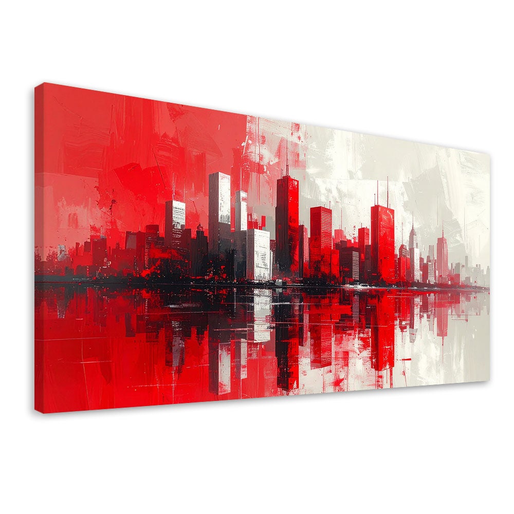 Obraz do salonu sypialni biura, Czerwone Miasto Budynki imitacja farby 80x40
