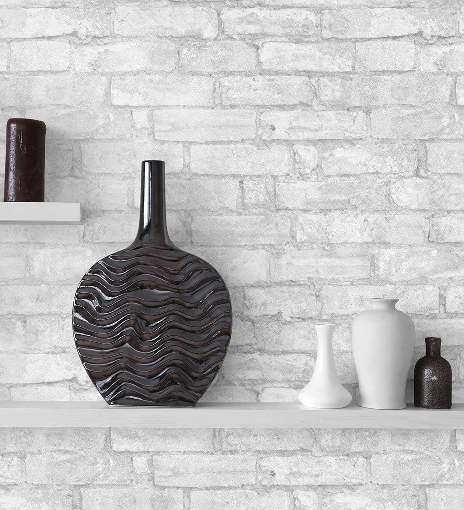 Papel pintado vinílico lavable efecto muro de ladrillos blanco y gris de textura en reliev - Harris Street 127122 de GAULAN - Rollo de 10 m x 0,53 m - 9