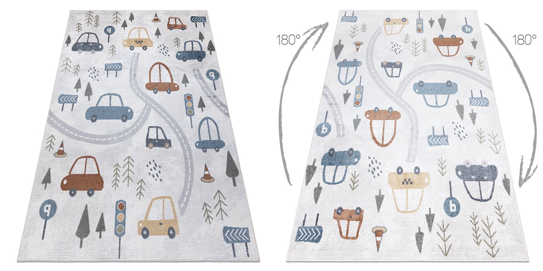 Tappeto BONO 8436 Automobili strada crema / grigio chiaro 280x370 cm - 2