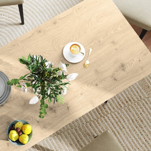 Table de salle à manger extensible 120/160 x 75 cm, table de cuisine pour 6 à 8 personnes, table moderne avec pieds en acier, finition naturelle - 2