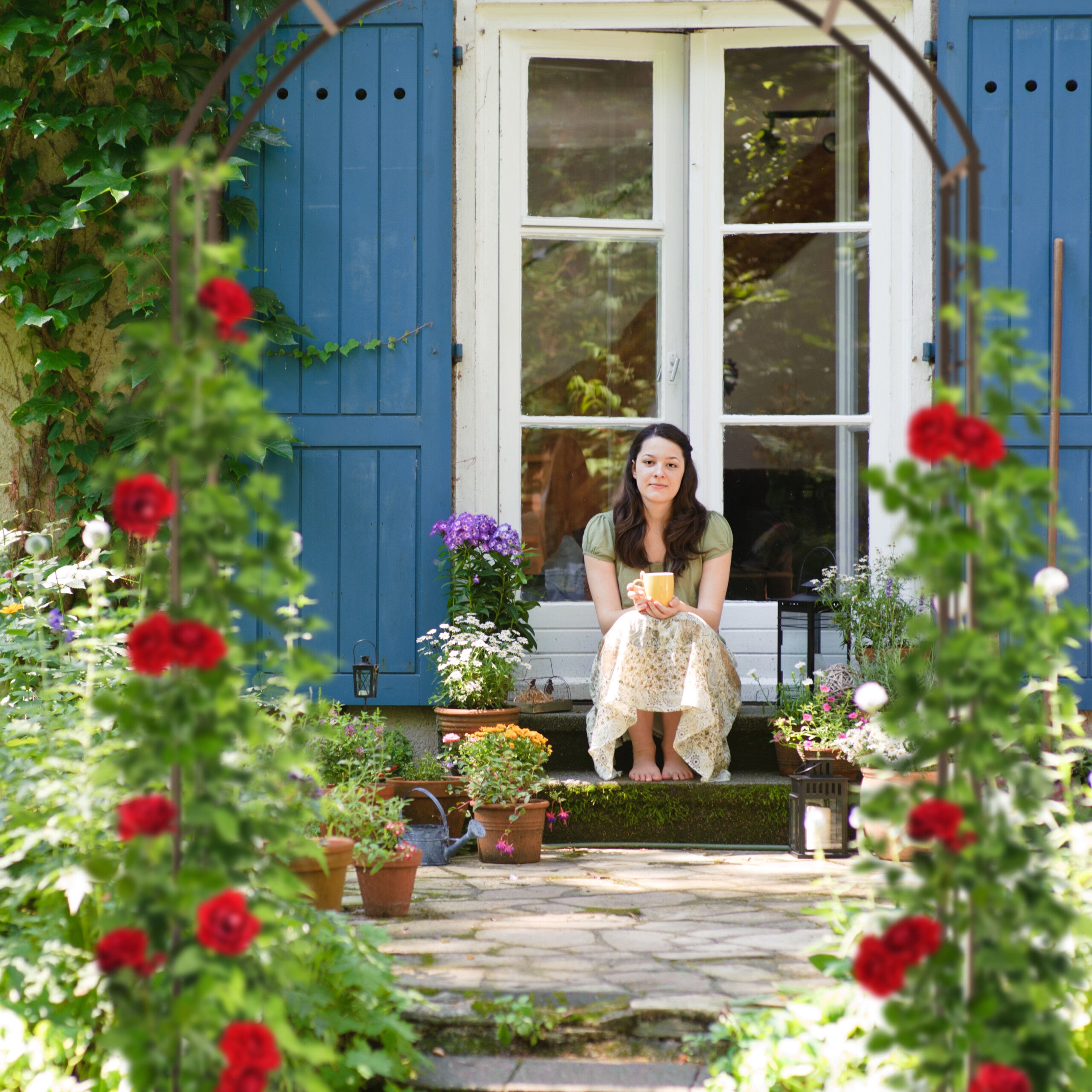 Arche à rosiers, métal, portail de jardin, HxLxP 224x110x41 cm, tuteur solide pour plantes grimpantes, bronze, Relaxdays - 3