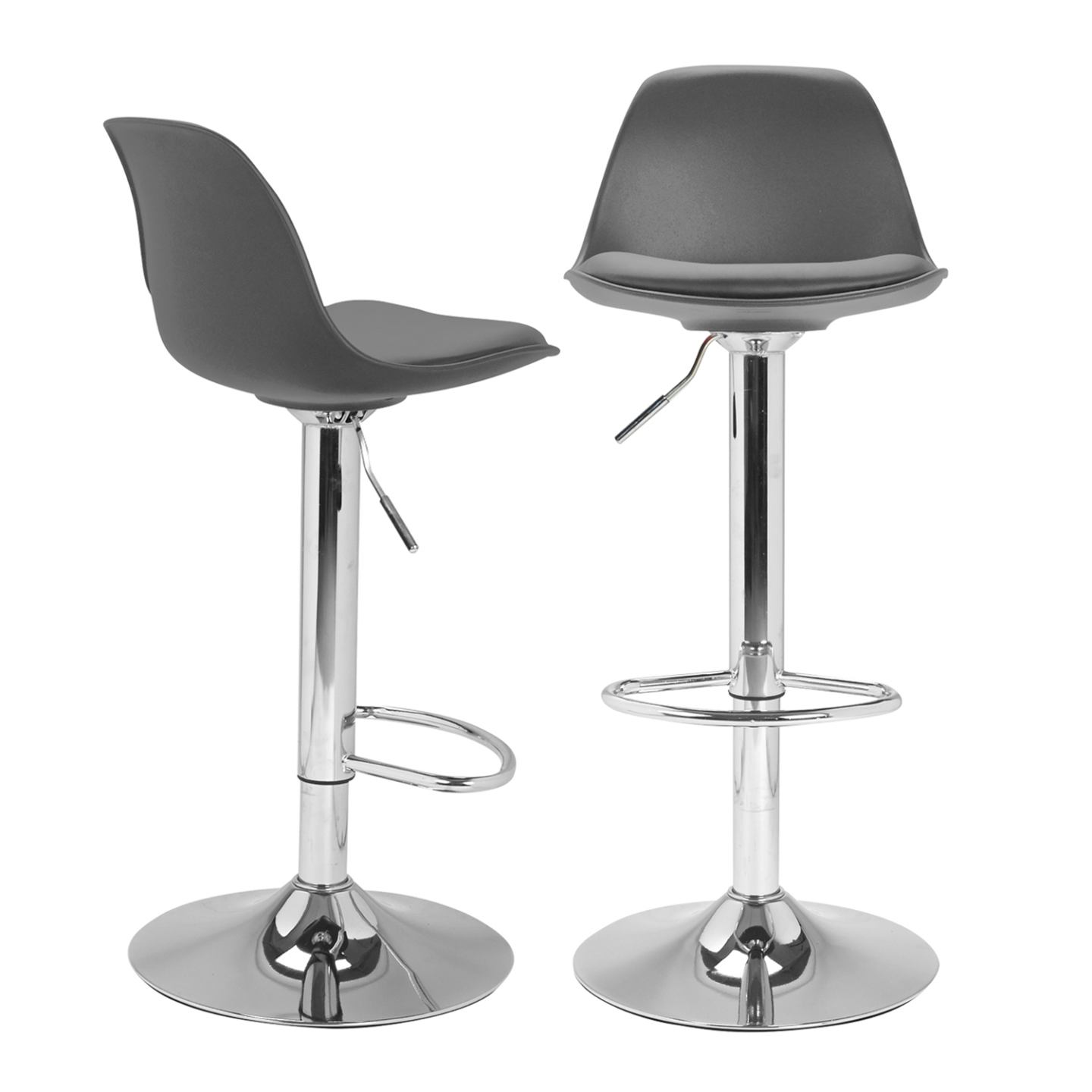 Lot de 2 tabourets de bar KARL design gris - 2