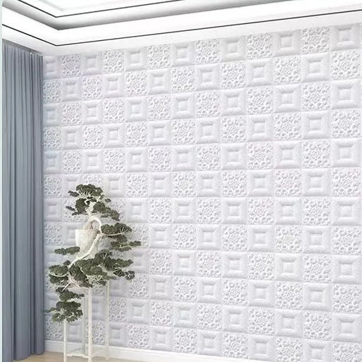 42pcs Autocollant de carrelage mural Anti-Collision auto-adhésif en mousse,autocollant de plafond résistant à l'humidité pour cuisine et salon,35x35cm