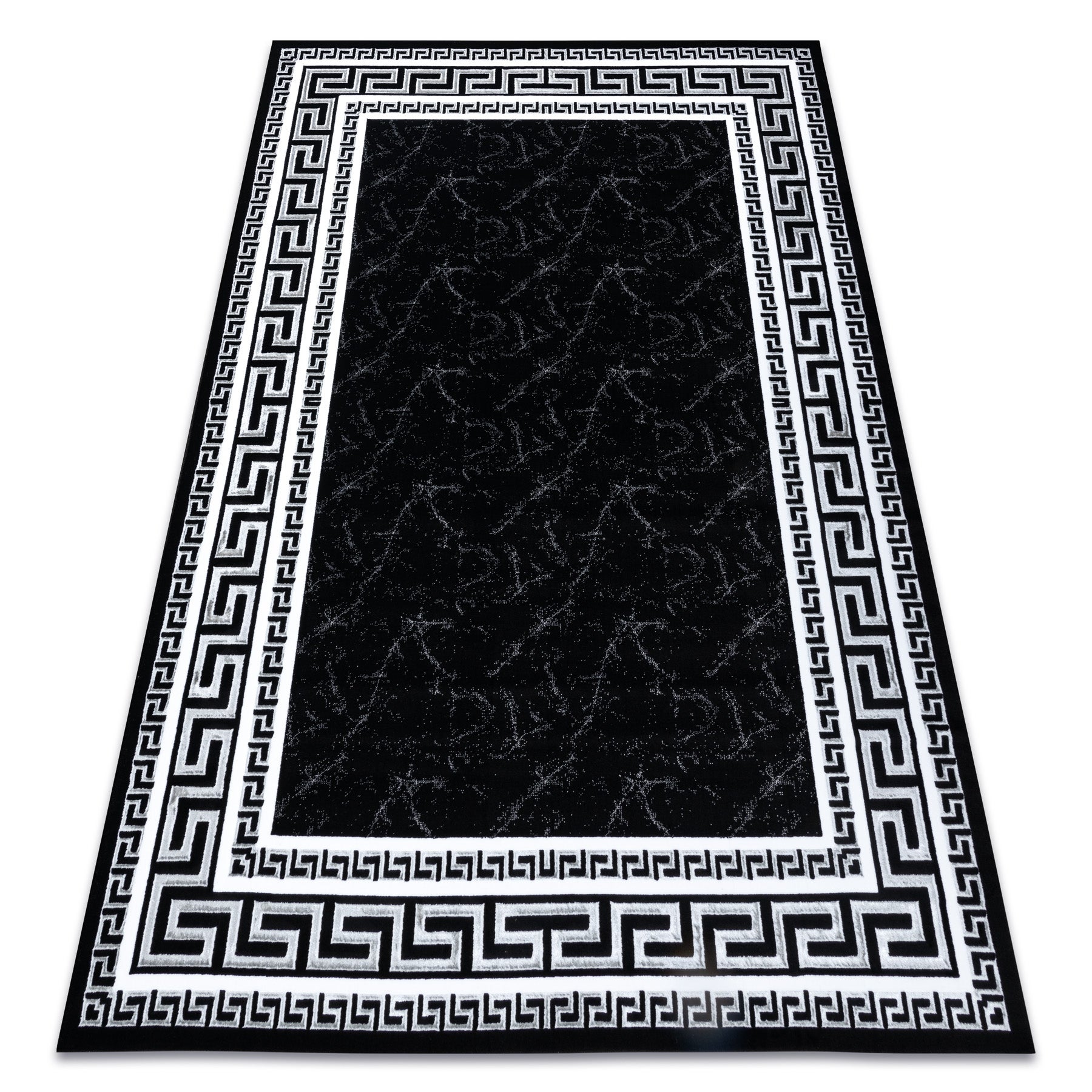 Dywan GLOSS nowoczesny 2813 87 stylowy, ramka, grecki czarny / szary 280x370 cm