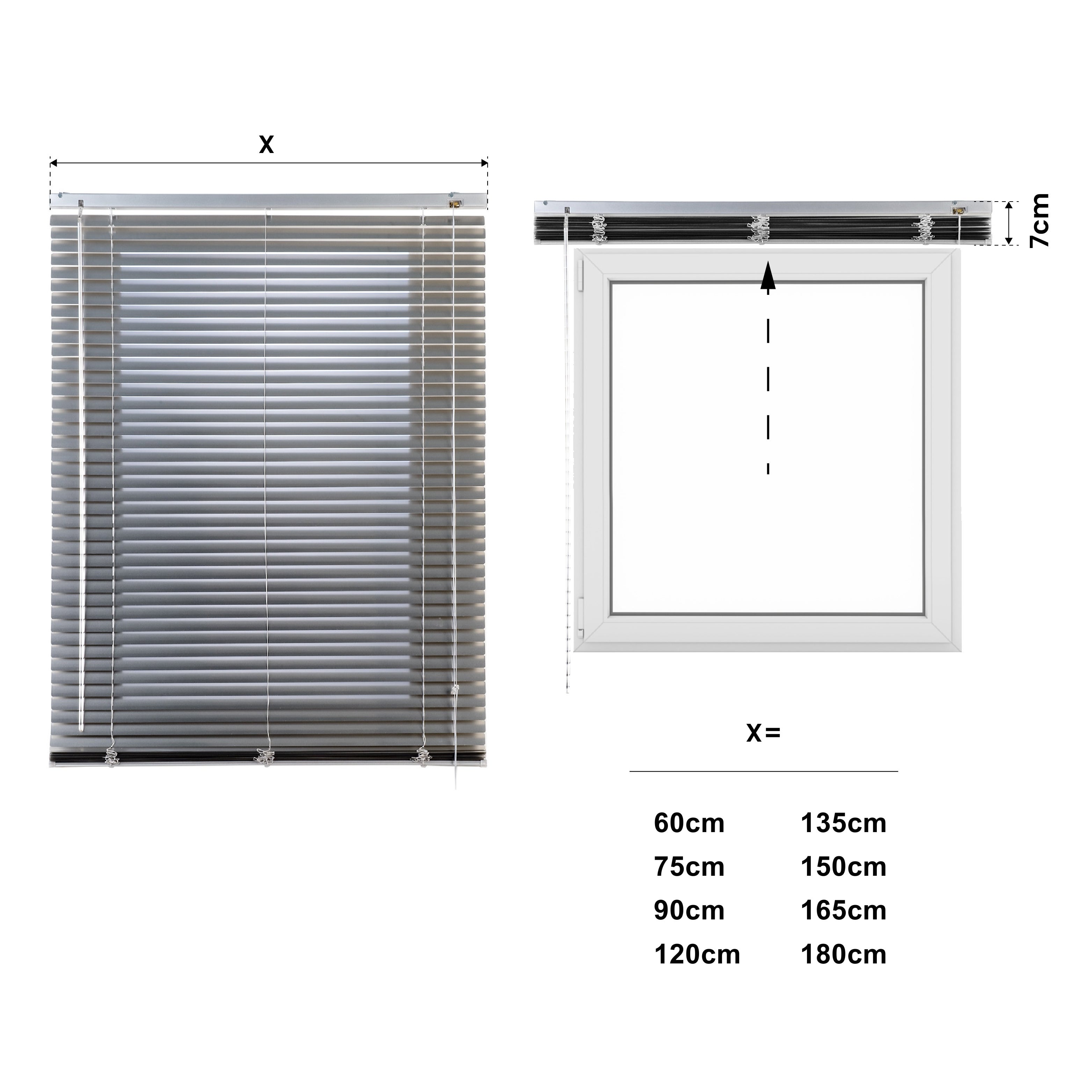 Estore veneziano de alumínio com cordão, cor prata, 165x250 cm - 4