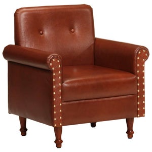 Fauteuil Cabriolet VidaXL En Cuir Véritable - Marron Clair - Salon