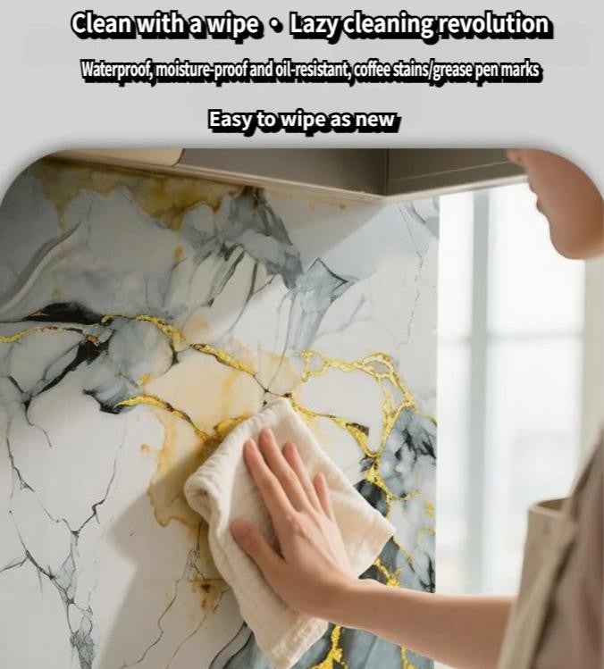 Papier peint auto-adhésif en marbre, panneau mural en vinyle texturé brillant, imperméable et durable, décoration murale de fond TV, 0,6*3 mètres - 5