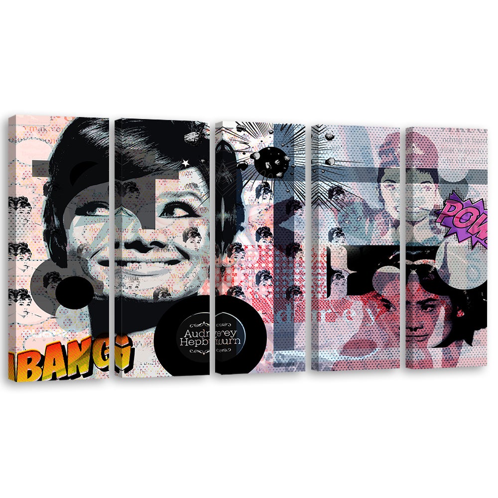 Obraz 5 częściowy na płótnie, Audrey Hepburn Aktorka 150x100